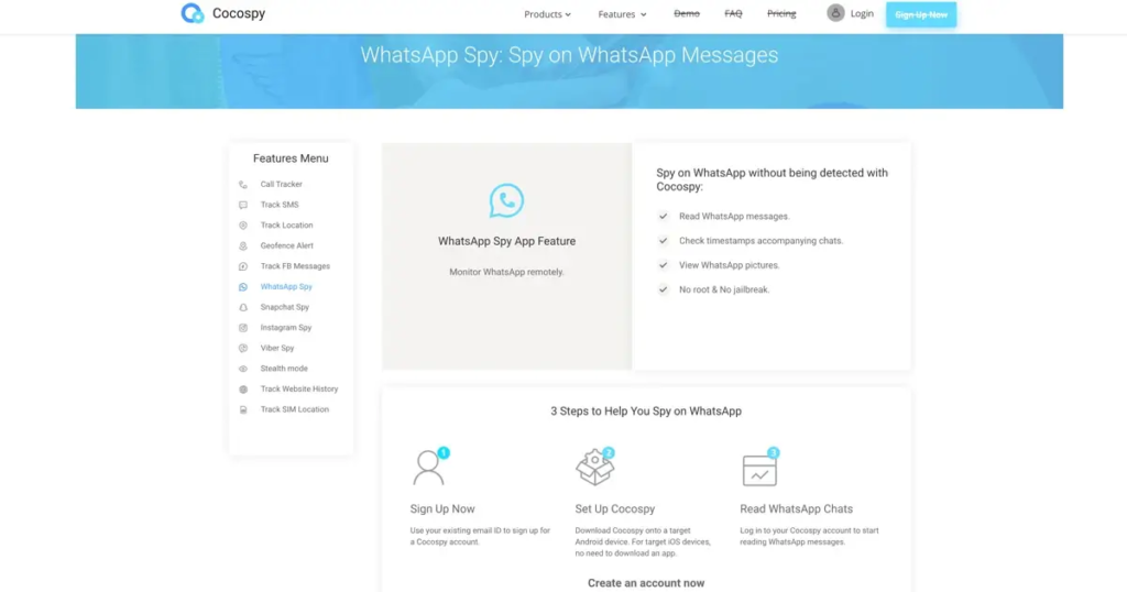 Cocospy는 누군가의 WhatsApp 대화를 모니터링하기